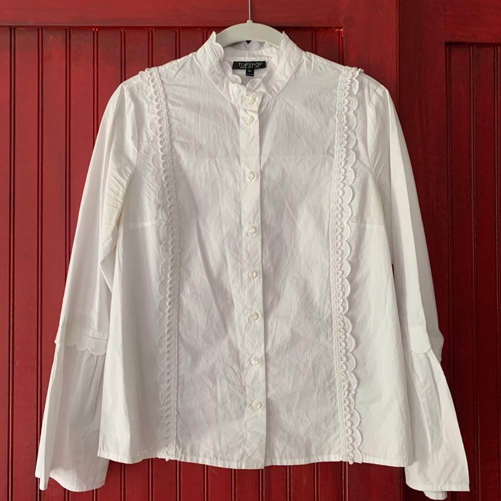 TOPSHOP White Poplin Victorian Shirt